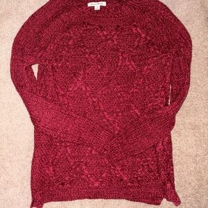 Hollister Red Crew Neck Sweater with Textured Knit